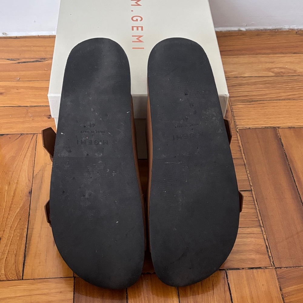 M. Gemi Brown Double-Buckle Leather Slide Sandals - Picture 4 of 4
